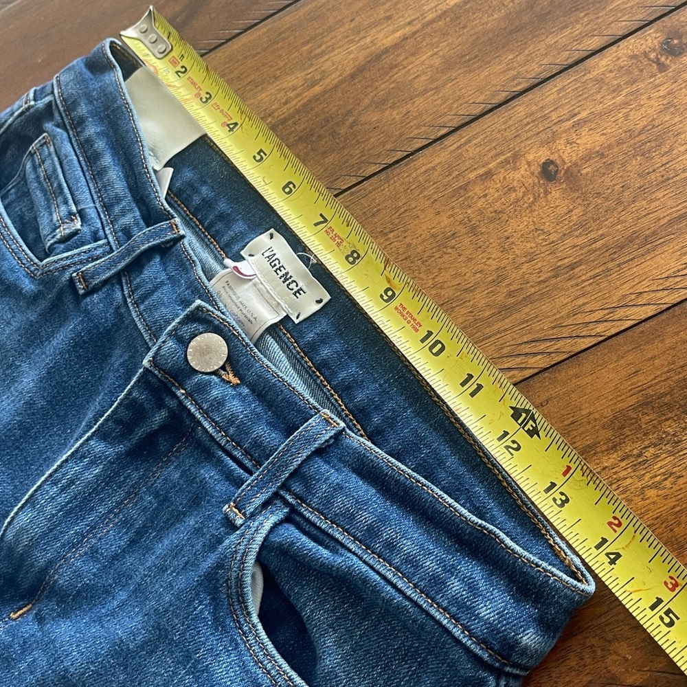 L’Agence El Matador High Rise Slim Denim Jeans Raw Hem Blue Sz 27 - Picture 7 of 12